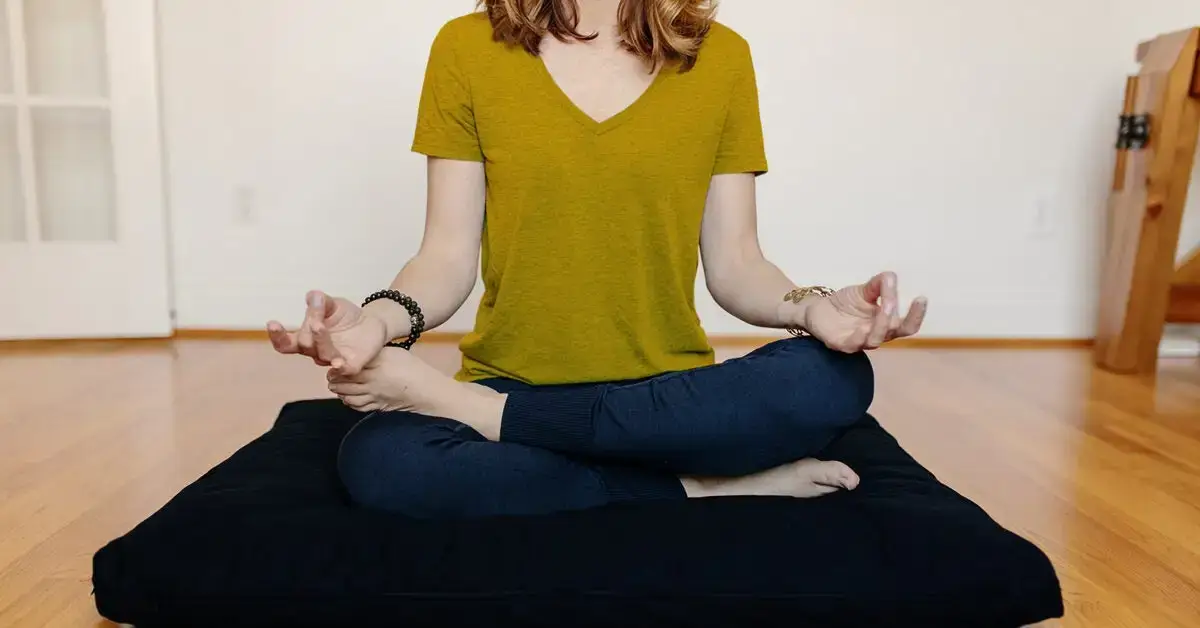 Quiet corner for meditation with cushions.