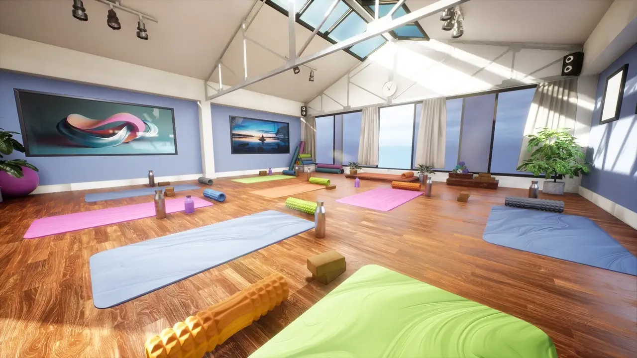 Clean, organized yoga props available at the studio.